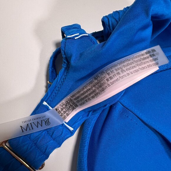 Victoria Secret 40D TWIST FRONT Push Up Bikini Top Underwire Textured Blue - Picture 7 of 7